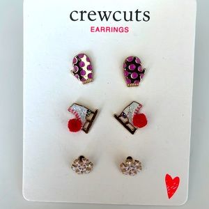 Crewcuts (J Crew) earrings winter set: mittens, ice skates snowflakes NWT